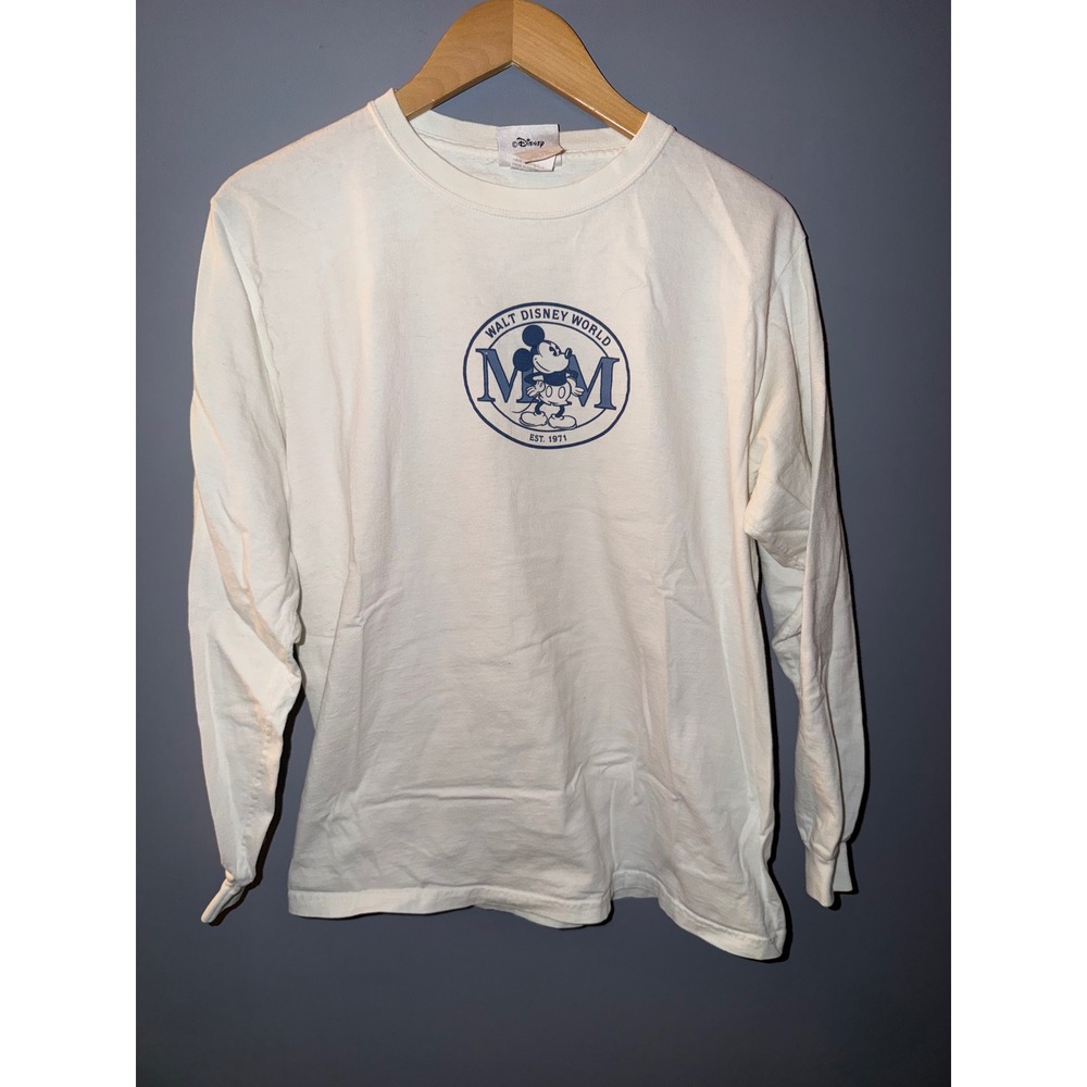 Walt Disney World Mickey Mouse Est 1971 Long Sleeve T Shirt Medium‎ White Blue